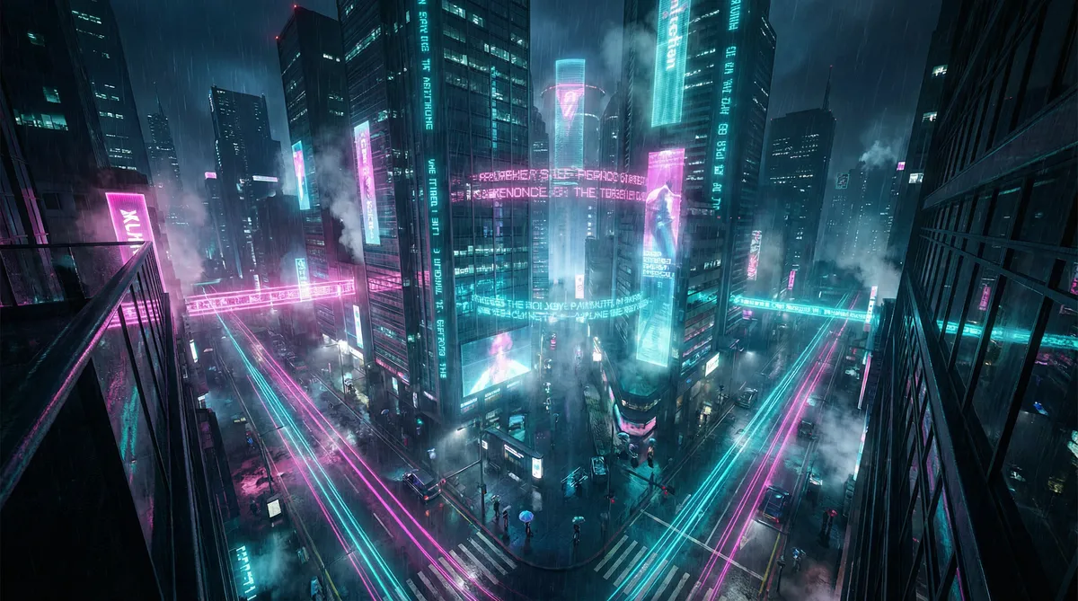 黑崎扇菜 竖屏短剧平台首页背景 - 赛博朋克都市夜景